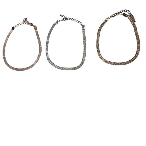 Elegant Mesh Chain Bracelets Rose Gold Silver and Gold Tone Set Of 3 Adjustable - Picture 1 of 9
